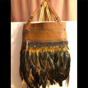 Feathered-Sass cross body purse